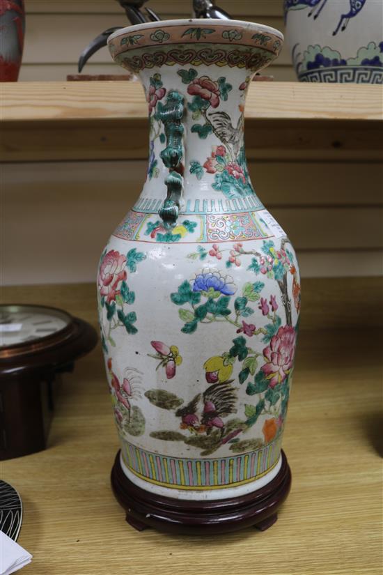 A Chinese famille rose vase on stand height excl. stand 44cm